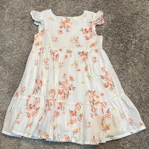 Charming Floral Kids Dress - Cream and Orange
